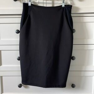 ANGL Women’s Black Pencil Skirt with 2 Side Pockets & Side Zipper - Size Medium